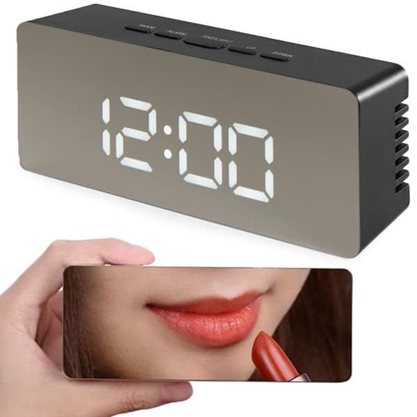 Vekkerklokke med LED & Termometer – Klokke Black