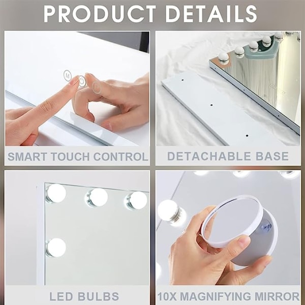 Makeup spejl LED / Hollywood Spejl - 80x60cm White