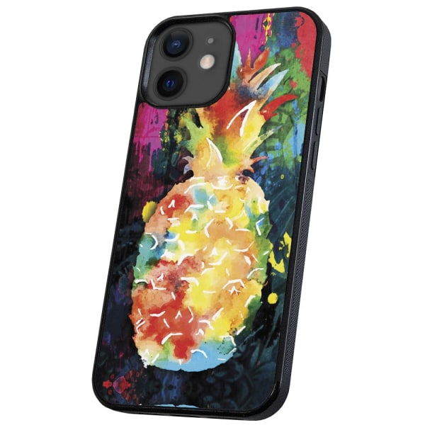 iPhone 12/12 Pro - Cover/Mobilcover Regnbue Ananas Multicolor