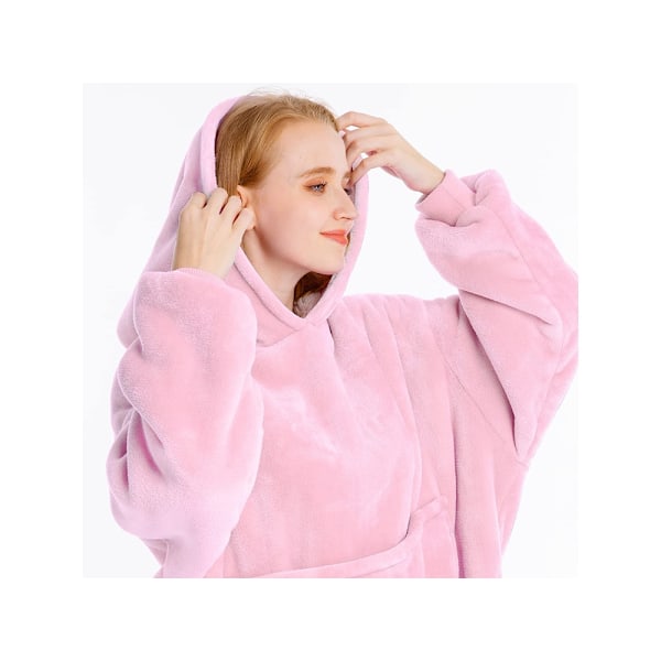 Oversized Hoodie med Hætte – Tæppe Light pink