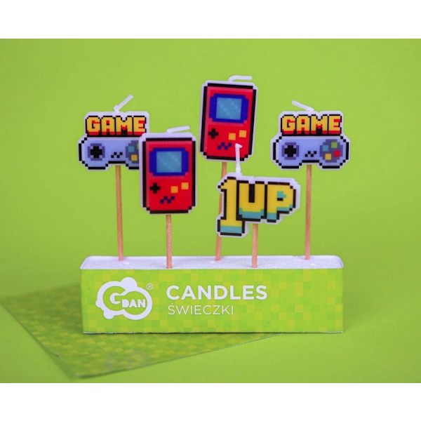 Gamer Game On Tårta Ljus, 5-delars Ljusset