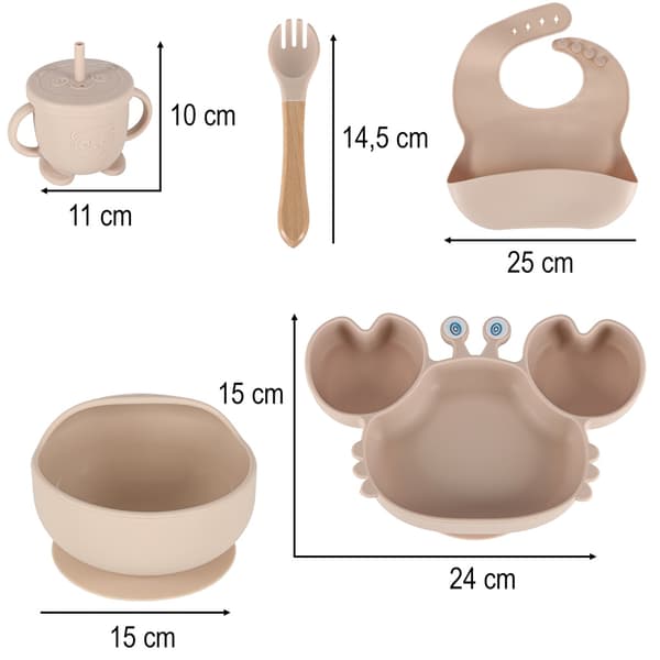 Barnservis Silikon - 9-delar Beige