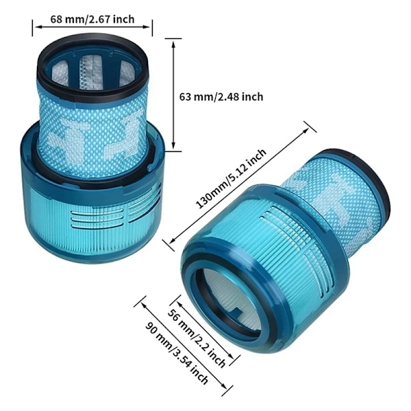 2-Pak - Filter til Dyson V10/V11/V15 – Efterfilter Blue V15 (HEPA+)