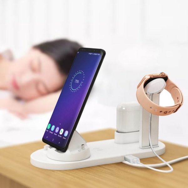 Ladestation til mobil, Apple Watch & AirPods - Induktion White