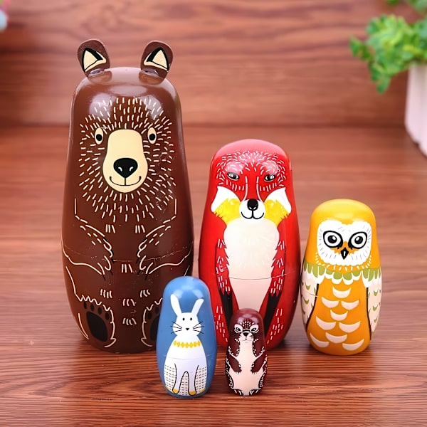Ryska Dockor / Matryoshka - Babushka docka - Djur multifärg
