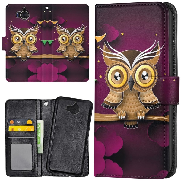 Huawei Y6 (2017) - Mobilcover/Etui Cover Lysbrun Ugle