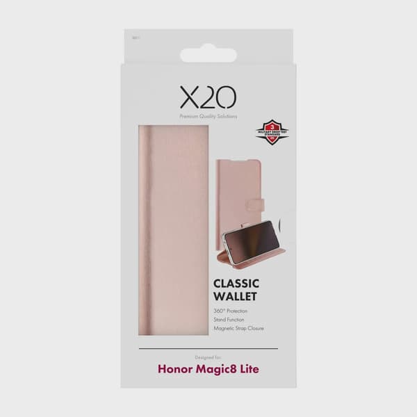 X2O Classic Wallet Plånboksfodral Honor Magic8 Lite Rose Gold