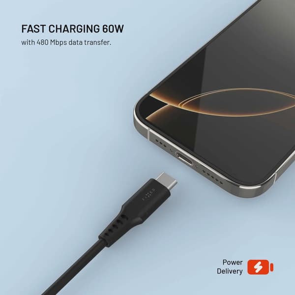 FIXED LIQUID silikonkabel 60W USB-C/C 0.3m Svart