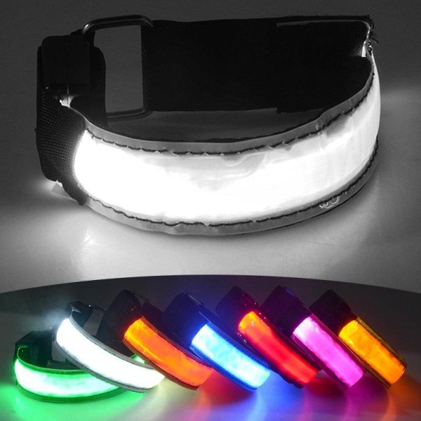 Genopladeligt Refleks - LED Armbånd / Refleksbånd der Lyser 2-Pack Vit