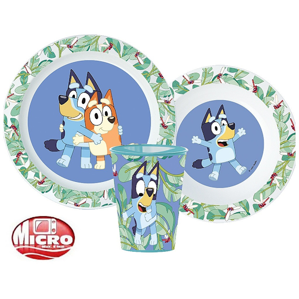 Bluey Middagset, mikrop Plast-set med glas 260 ml