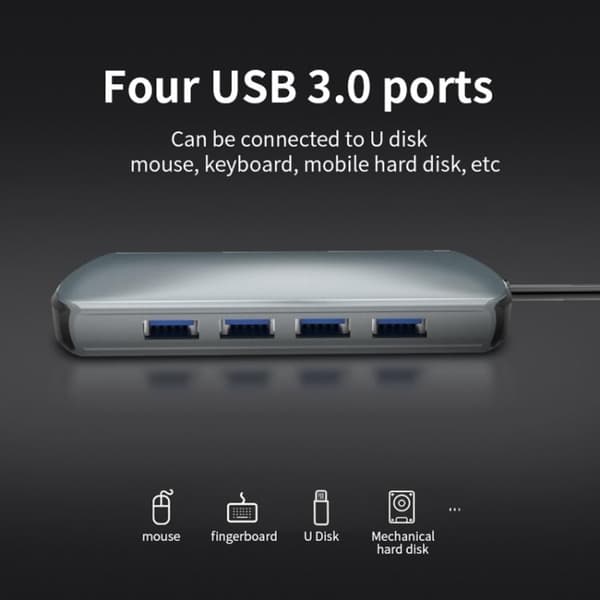 USB-C / Thunderbolt 3 - USB 3.0-Hubb - Macbook HDMI & Kortläsare Silver