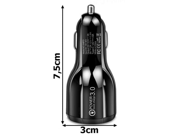 Billaddare QC 3.0 - Laddare för Bilen - iPhone/Samsung