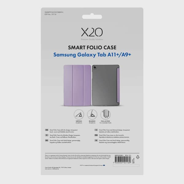 X2O Smart Folio Case Samsung Galaxy Tab A11+/A9+ Lavender