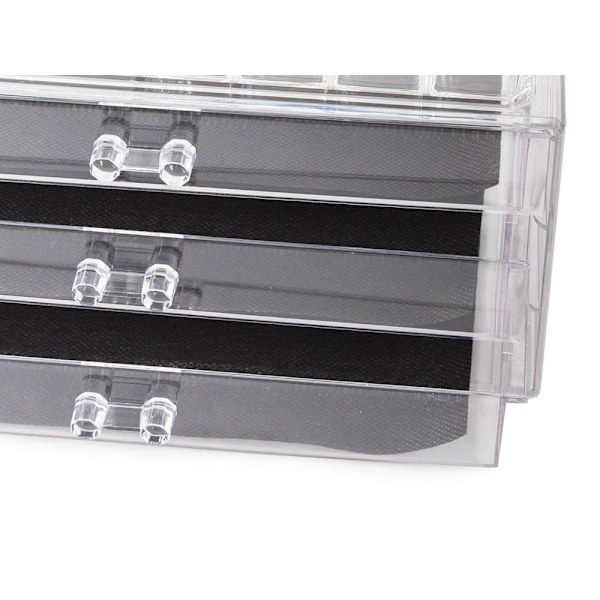 Makeupholder / Holder til Makeup - 16 rum & 3 skuffer Transparent
