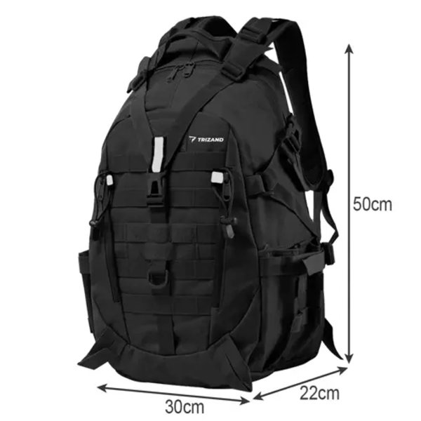 Ryggsäck med Regnskydd / Militärväska - 25L Svart