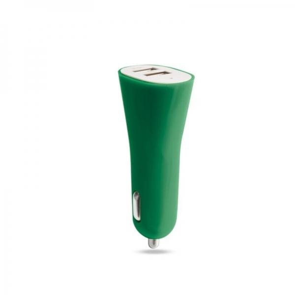 Autolaturi 2 pistorasiaa - USB-laturi - 2100 mAh Green