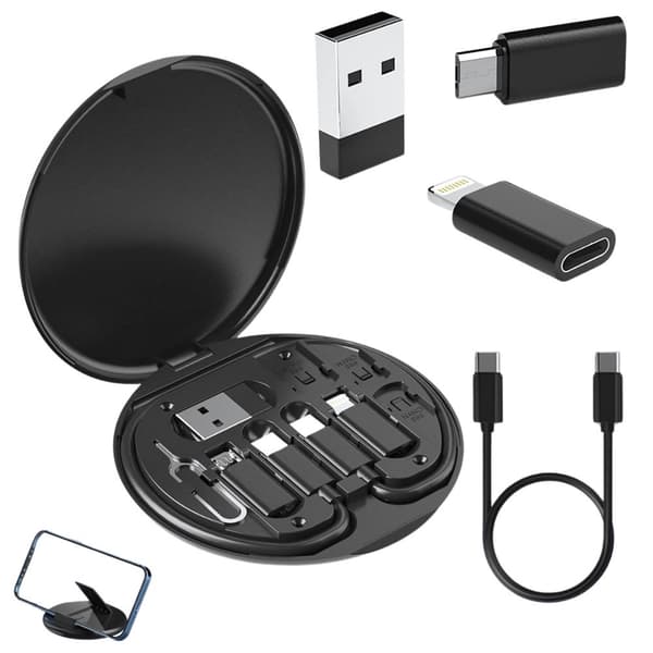 5-i-1-adapterkit usb-c micro-usb typ a telefonfodral Svart