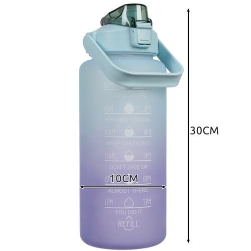 Vandflaske med Sugerør & Tidsmarkør - 2L