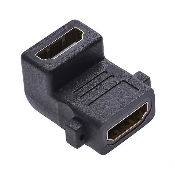 2-Pack - Vinklad HDMI Hona till Hona Adapter - Guldpläterad Svart