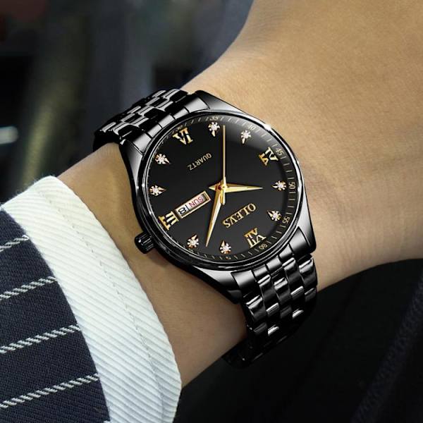 Quartz Ur / Armbåndsur - Vandtæt – Sort Black