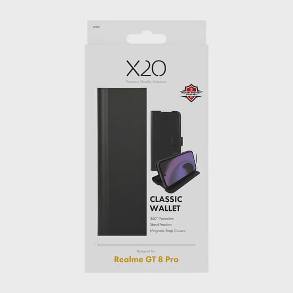 X2O Classic Wallet Plånboksfodral Realme GT 8 Pro Svart