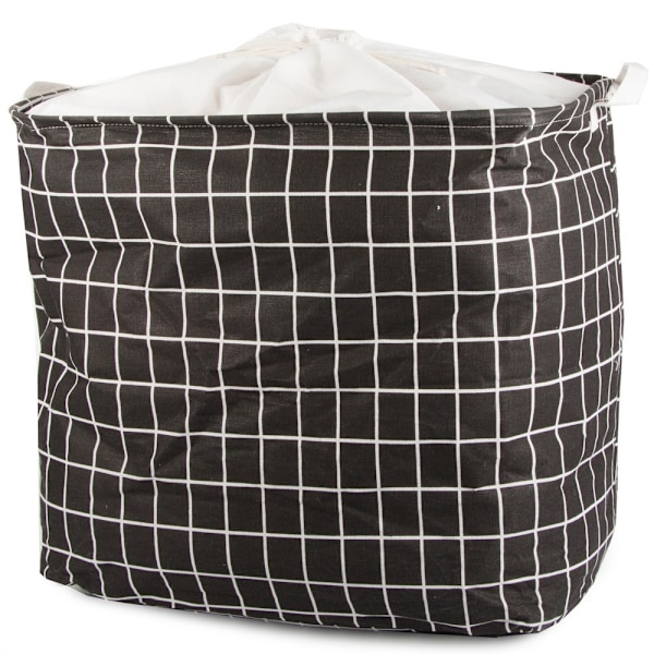 Hopfällbar Tvättkorg - 90L Black Svart (Rutig)