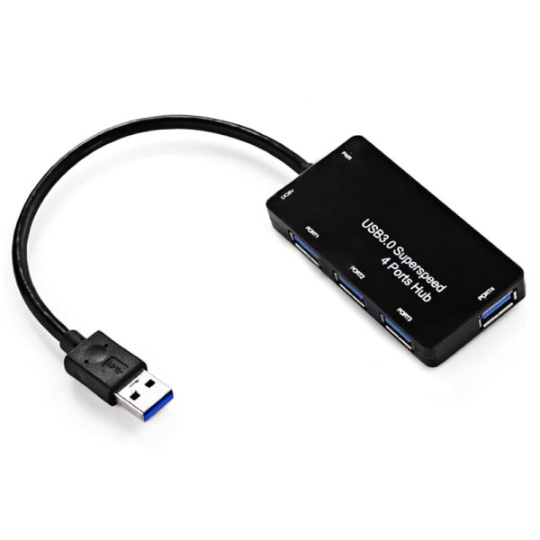 USB 3.0 Hub med 4-porter - Svart Black