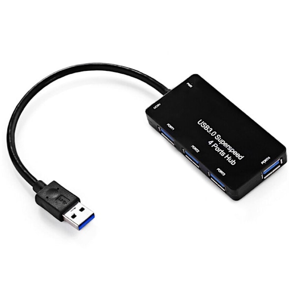 USB 3.0-Hubb med 4-Portar - Svart Svart