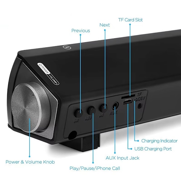 Soundbar LP-S08 Bluetooth Högtalare - Flera färger Svart