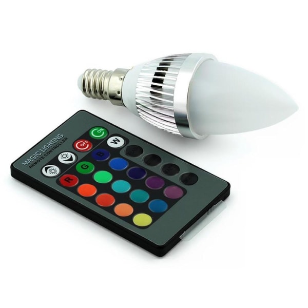 LED-lampe E12 / E14, 3W - Fargeskifter med fjernkontroll