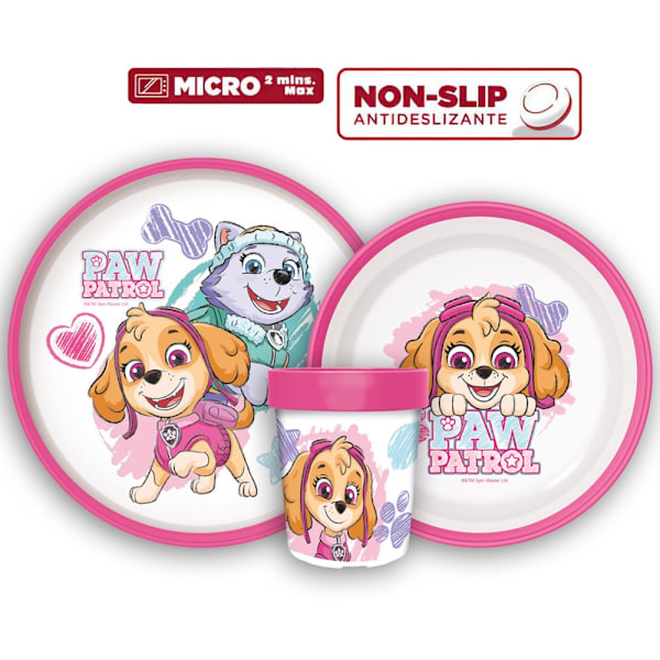 Paw Patrol Skiss icke-glidande middagsset, mikroplastset