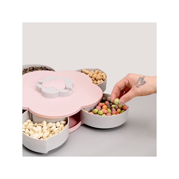 Snacksbricka med Lock - 10 fack Rosa