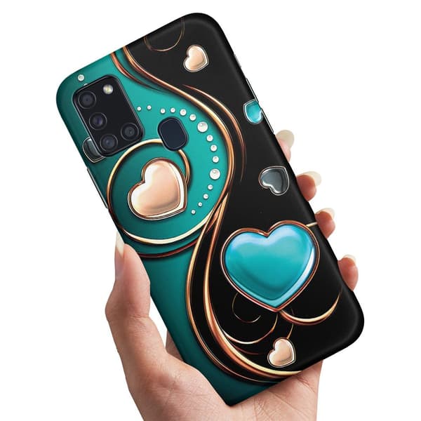 Deksel / Mobildeksel til Samsung Galaxy A21s - Hjerter