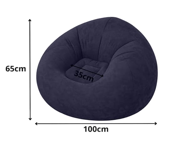 Uppblåsbar sittpuff velour Mörkblå