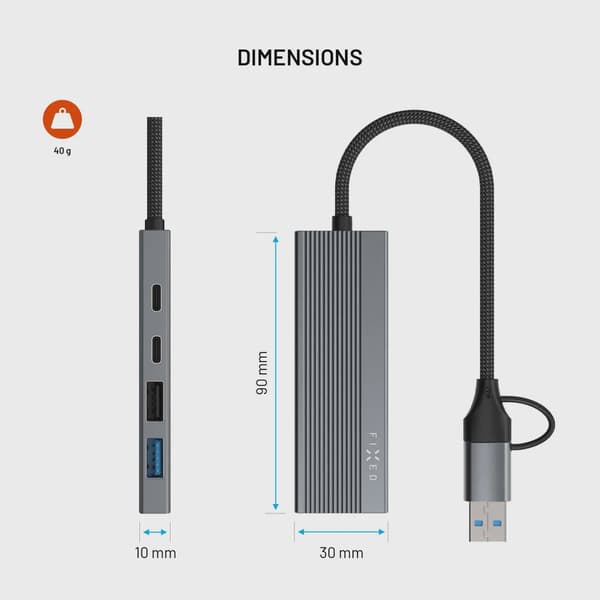 FIXED Hub Port 4in1 Multiport USB-C Hub Silver