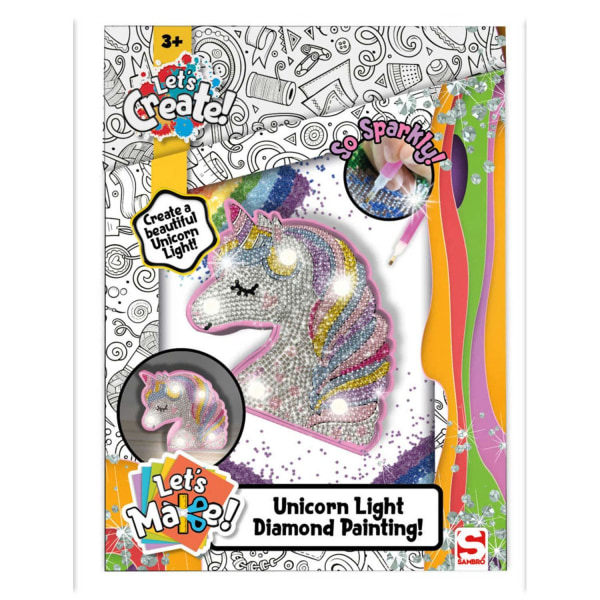 Diamond Painting Lampa för Barn LED / Diamantmålning - Unicorn