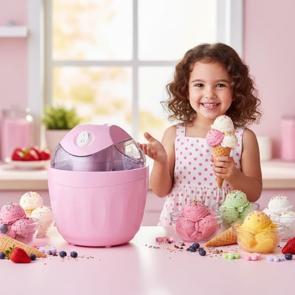 Ismaskine til Hjemmelavet Is – Mini Ismaskine til Sorbet og Yoghurt