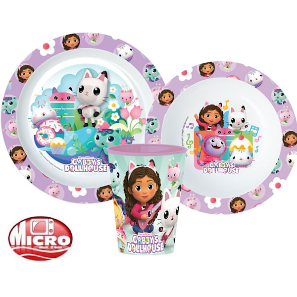 Gabby's Dollhouse middagsset, mikropartiklar, med kopp 260 ml