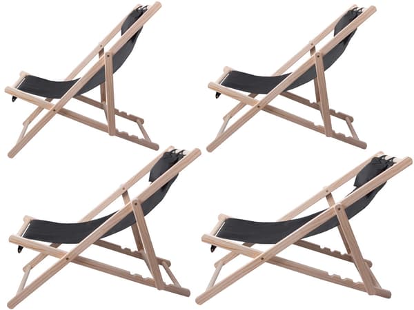 Trädäckstolar strandstolar hopfällbara trädgårdsdynor strandstol Black