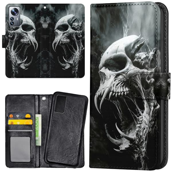 Xiaomi 12 Pro - Plånboksfodral/Skal Skull