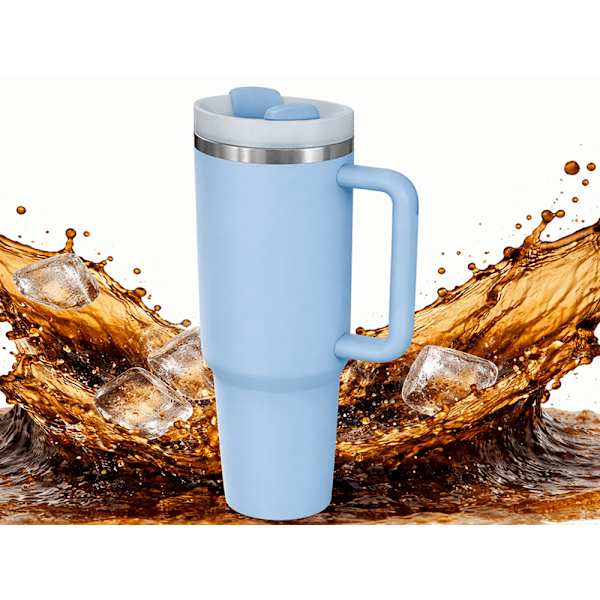 Termosmugg 1.2 L med sugrör Blå
