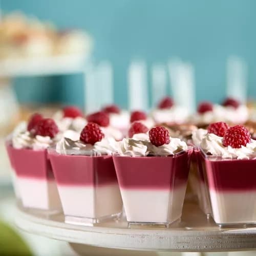 Firkantede plastbeger til mousse og dessert – 160 ml 100-Pack