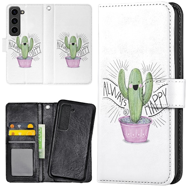 Samsung Galaxy S23 Plus - Plånboksfodral/Skal Happy Cactus