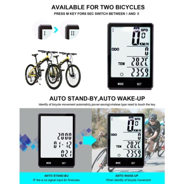 Cykelcomputer / Speedometer til cykel Black