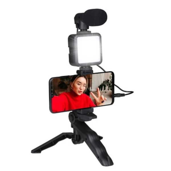 Selfie-lampa med Mikrofon & Stativ för Mobil - LED