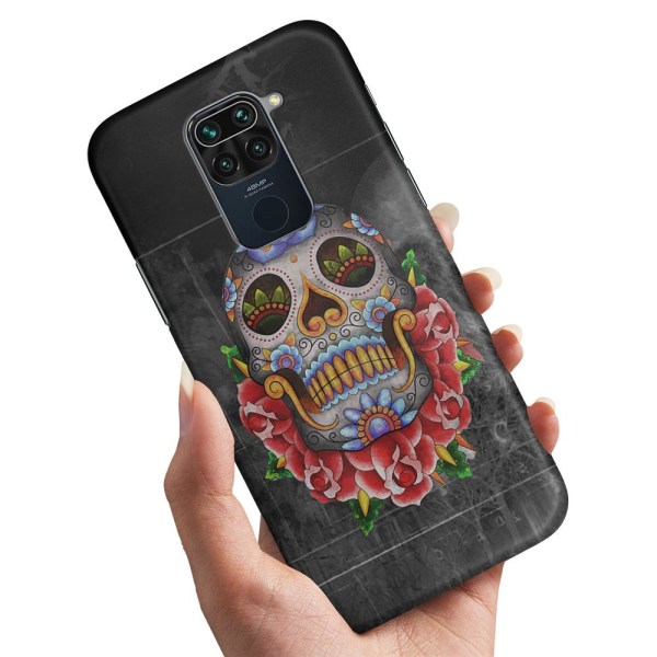 Xiaomi Redmi Note 9 - Cover / Mobile Cover Flowers Skull