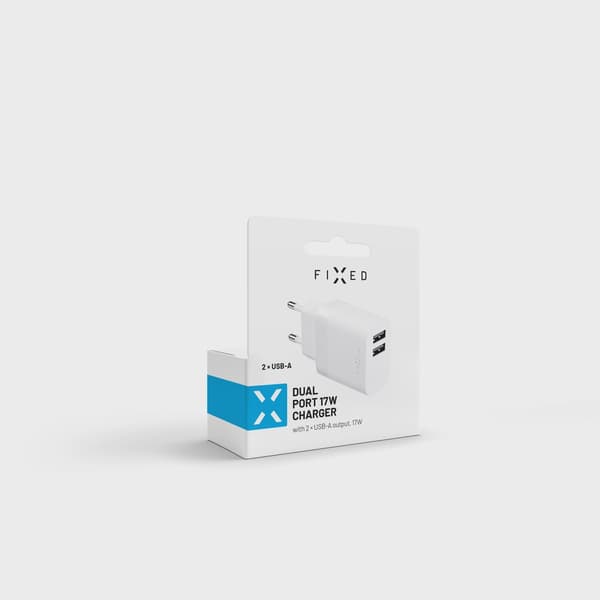 FIXED Hemladdare 2xUSB-A 17W Vit