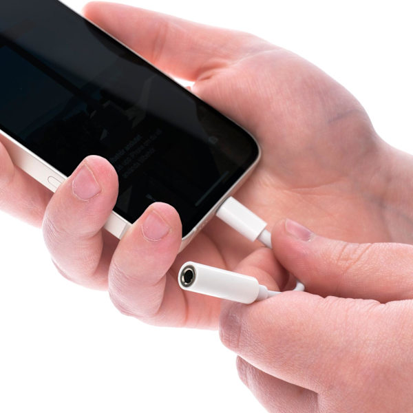 Lightning til 3,5 mm AUX til iPhone / Apple – Høretelefonadapter White