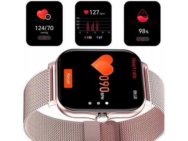 Smartklocka dam herr gummiarmband sport Bluetooth-samtal rosa Pink