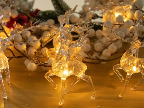 Julren ljusslinga - 10 LED med glitter